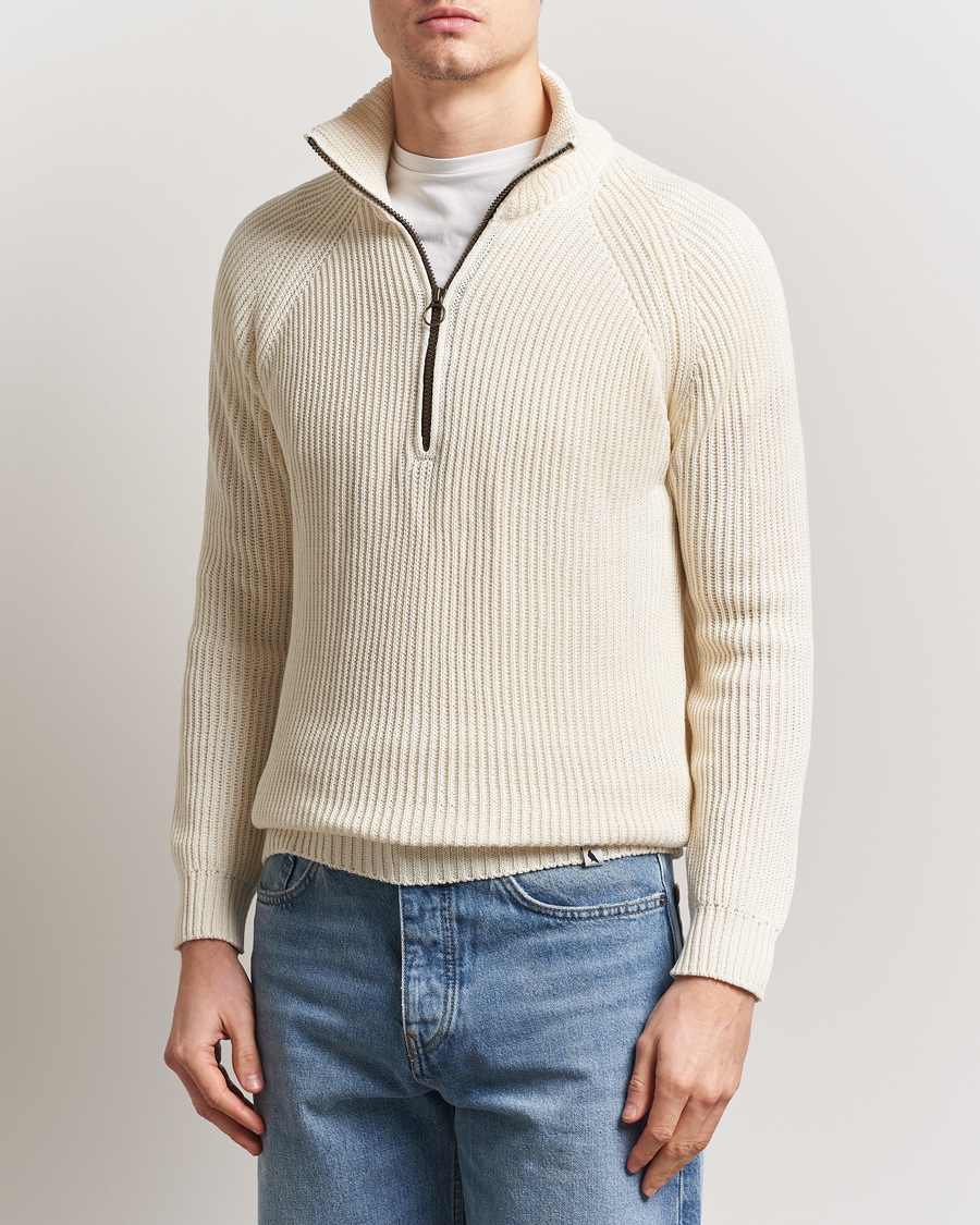 Men | Sweaters & Knitwear | Peregrine | Felix Quarter Zip Jumper White