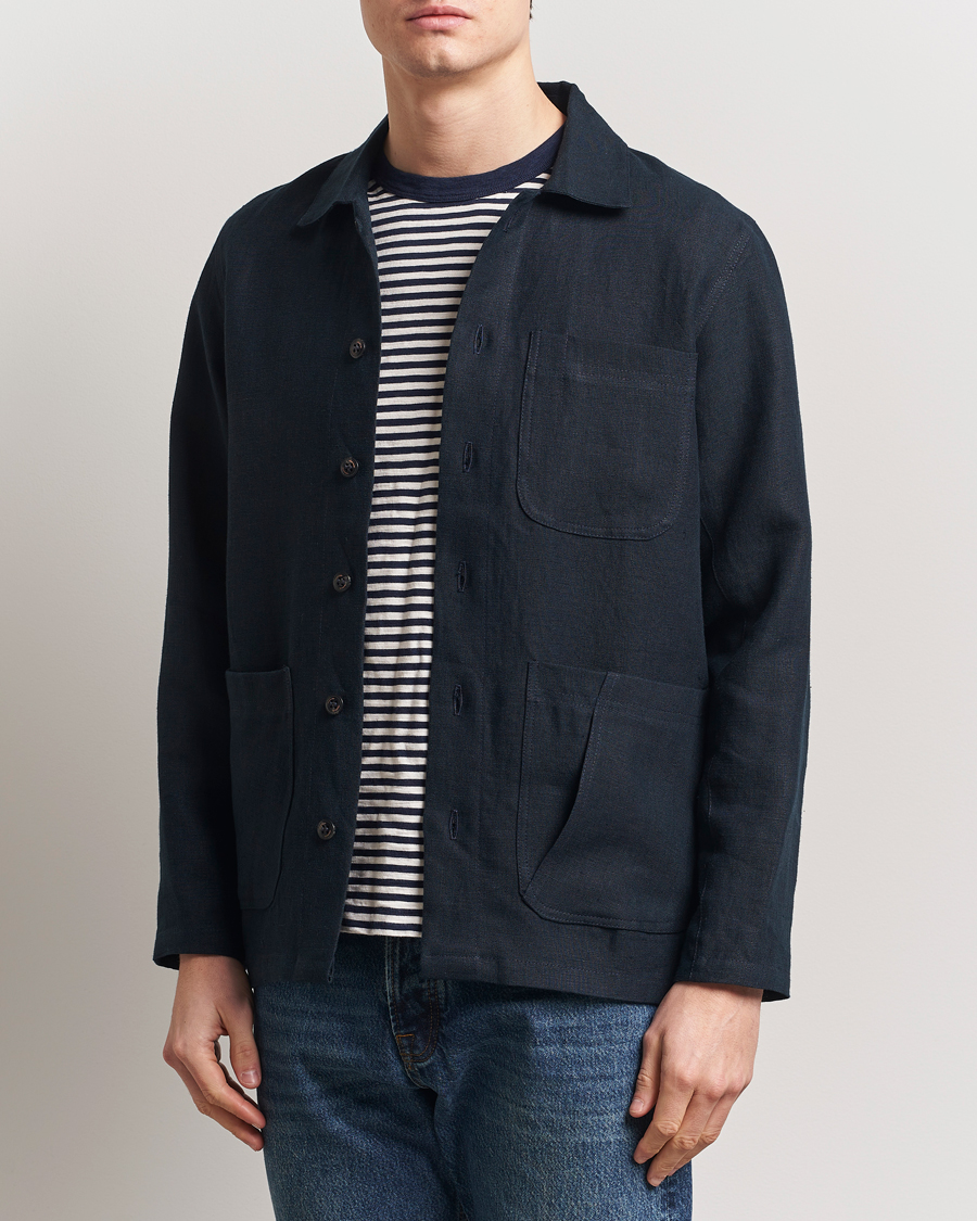 Men | Shirts | Peregrine | Grange Linen Shacket Navy