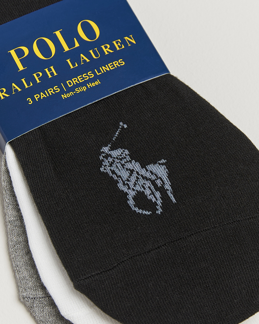Men | Underwear & Socks | Polo Ralph Lauren | 3-Pack No Show Big Pony Pony Socks Black/White/Grey