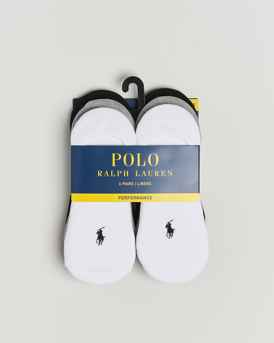 Men | Underwear & Socks | Polo Ralph Lauren | 6-Pack No Show Big Pony Pony Socks Black/White/Grey