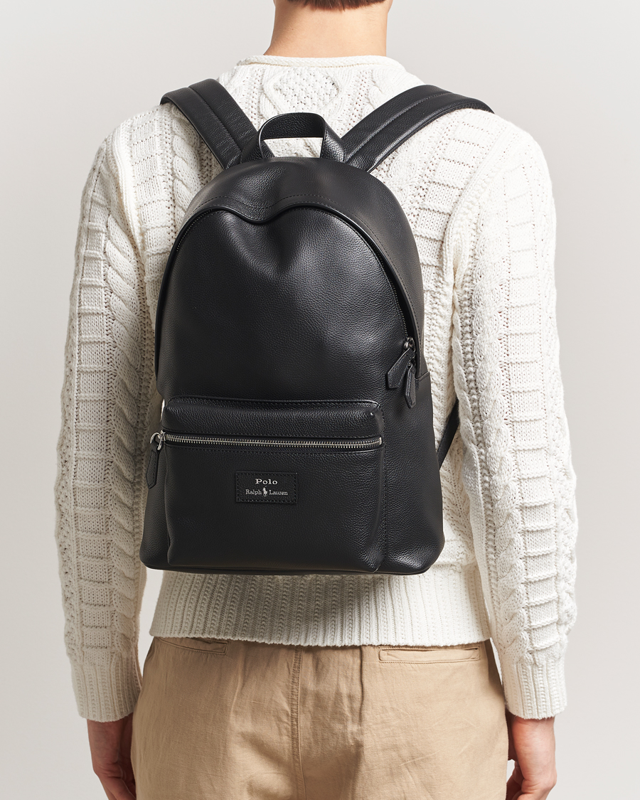 Men | Bags | Polo Ralph Lauren | Pebble Leather Dome Backpack Black