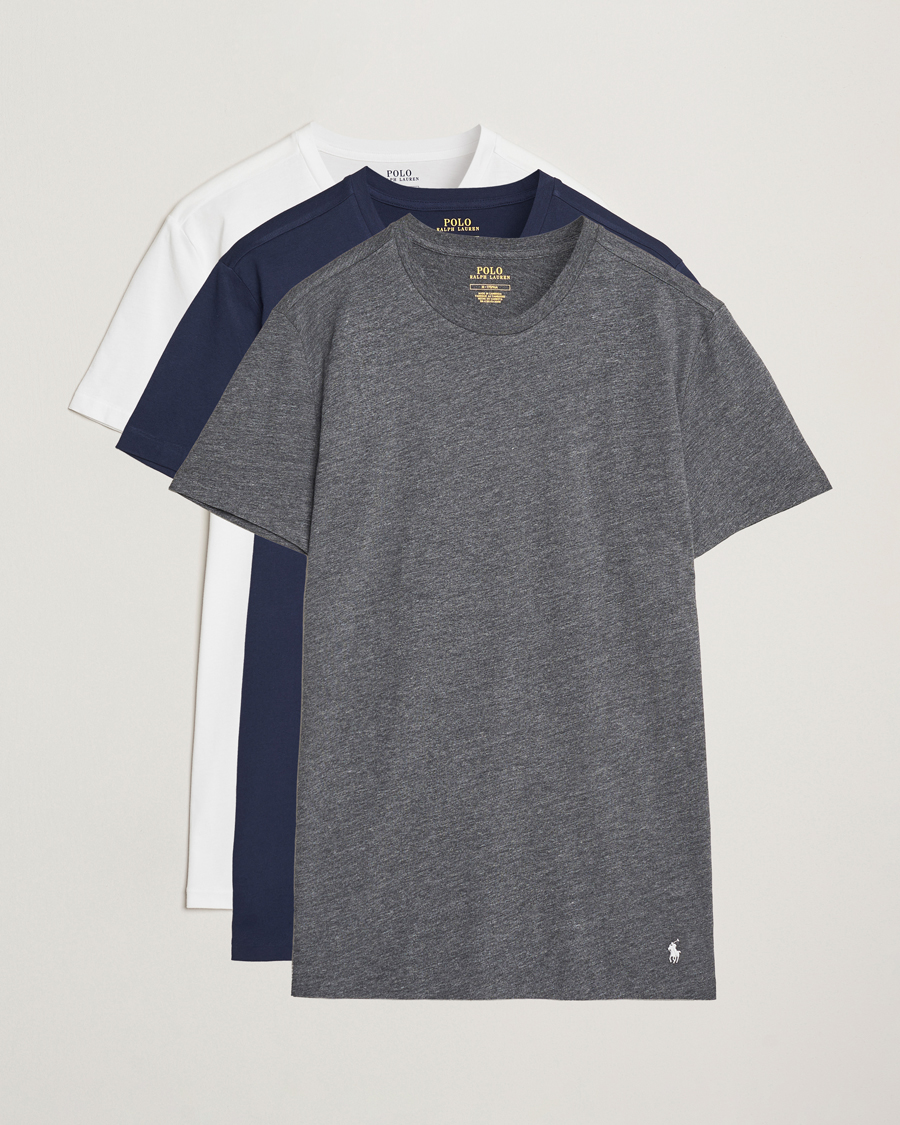 Men | T-Shirts | Polo Ralph Lauren | 3-Pack Crew Neck T-Shirt Navy/Grey/White