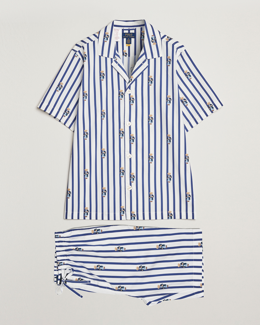 Men | Pyjamas & Robes | Polo Ralph Lauren | Cotton Short Pyjama Set Striped Blue