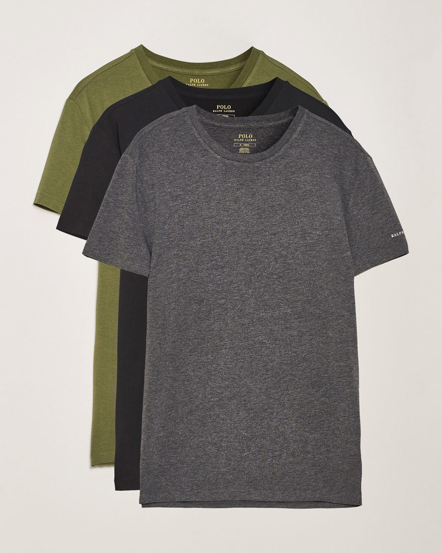 Men | T-Shirts | Polo Ralph Lauren | 3-Pack Crew Neck T-Shirt Black/Green/Grey