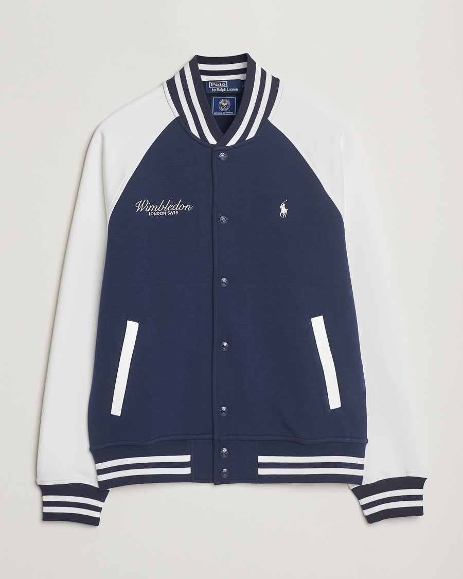 Men | Sweaters & Knitwear | Polo Ralph Lauren | Wimbledon Double Knit Baseball Sweatshirt Navy/White