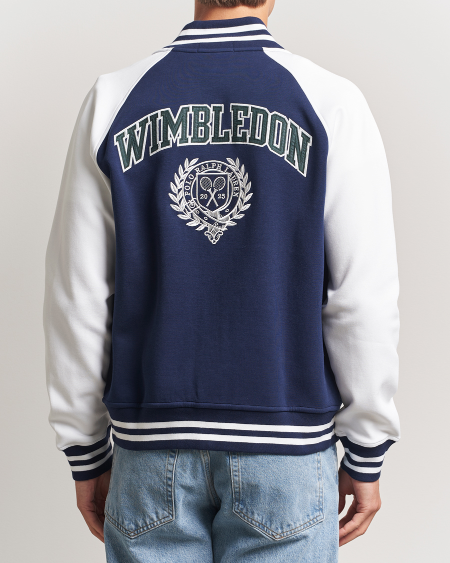 Men | Sweaters & Knitwear | Polo Ralph Lauren | Wimbledon Double Knit Baseball Sweatshirt Navy/White
