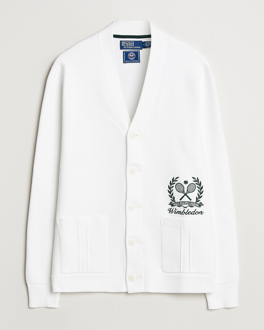 Men | Sweaters & Knitwear | Polo Ralph Lauren | Wimbledon Cotton Cardigan Ceramic White