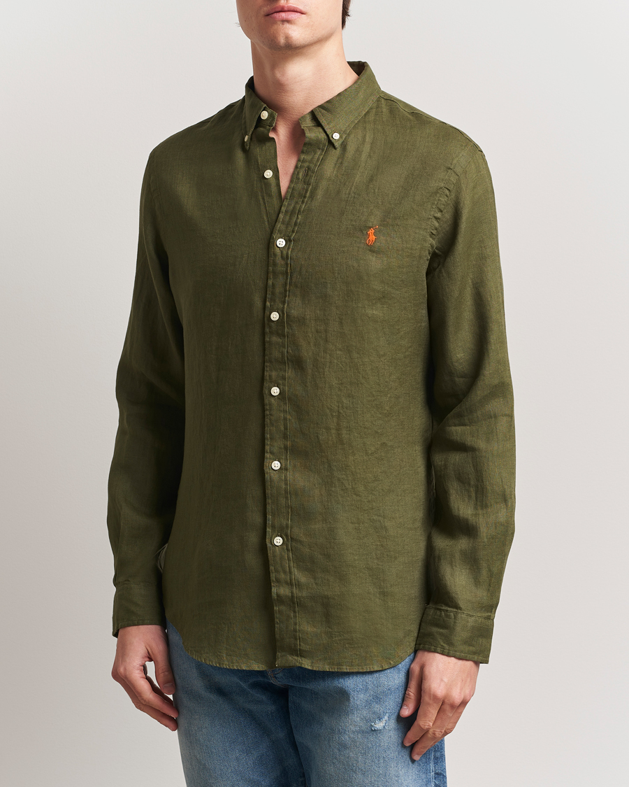 Men | Shirts | Polo Ralph Lauren | Slim Fit Linen Shirt New Olive