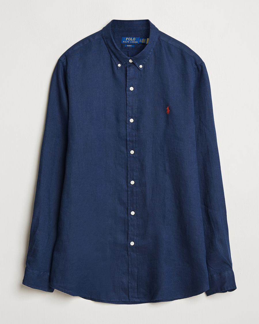 Men | Shirts | Polo Ralph Lauren | Slim Fit Linen Shirt Newport Navy