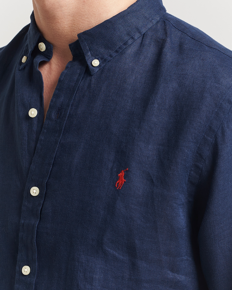 Men | Shirts | Polo Ralph Lauren | Slim Fit Linen Shirt Newport Navy