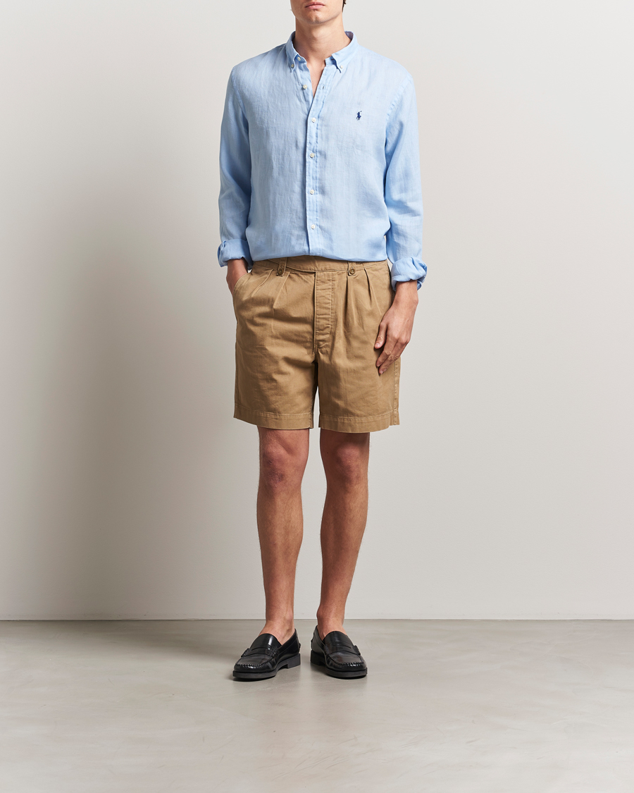 Men | Shirts | Polo Ralph Lauren | Slim Fit Linen Shirt Office Blue