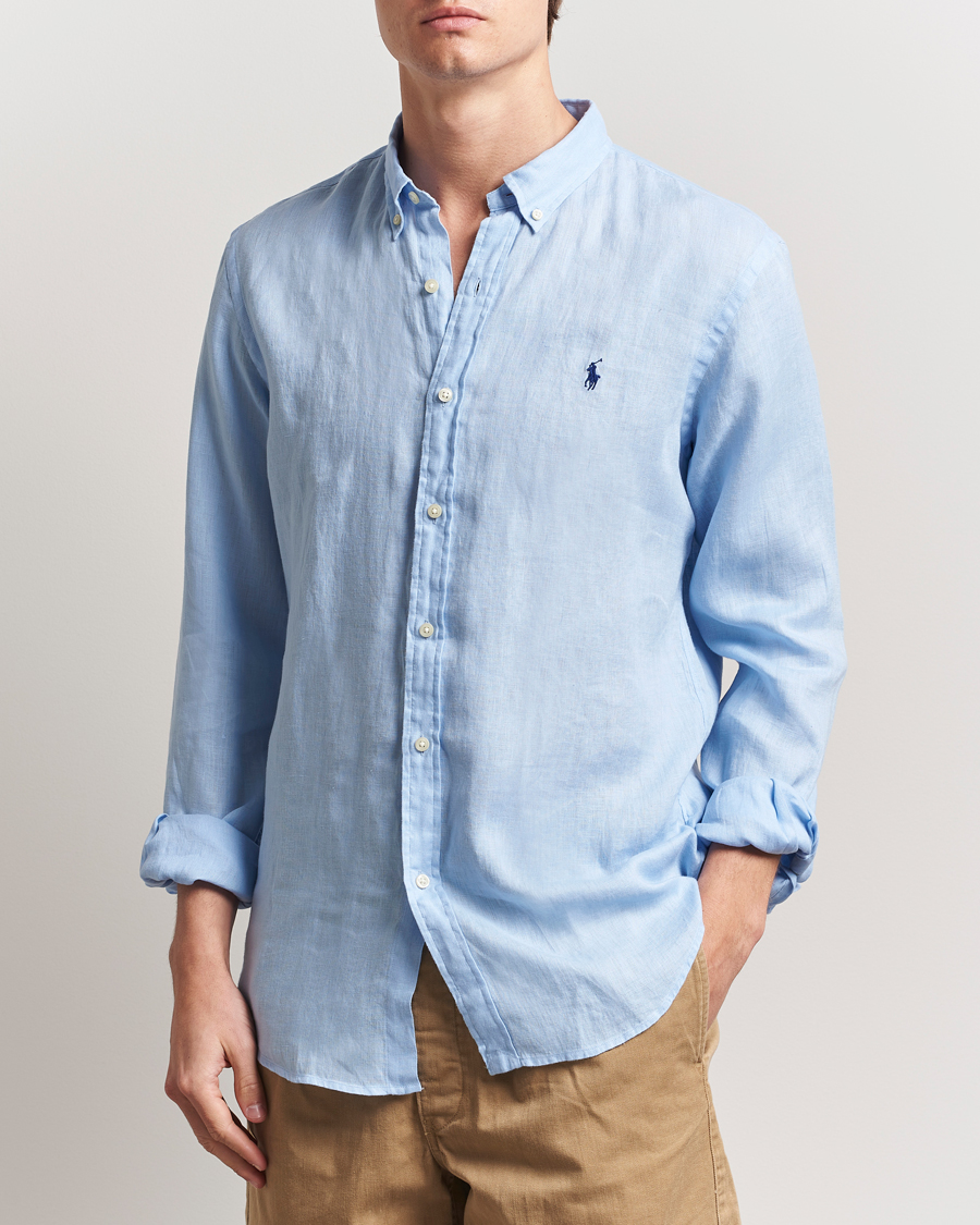 Men | Shirts | Polo Ralph Lauren | Slim Fit Linen Shirt Office Blue
