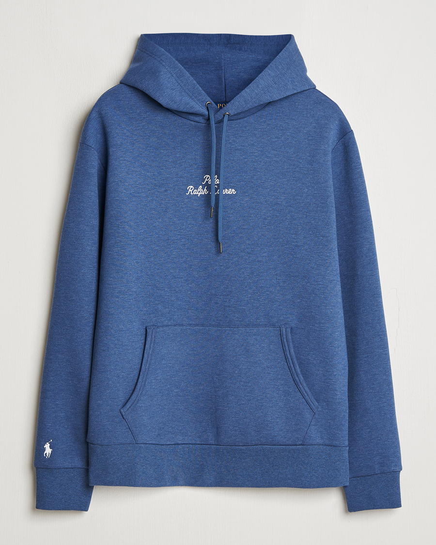 Men | Sweaters & Knitwear | Polo Ralph Lauren | Center Logo Hoodie Derby Blue Heather