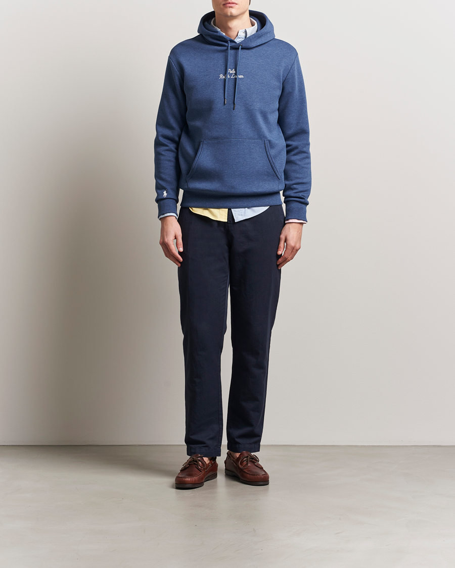 Men | Sweaters & Knitwear | Polo Ralph Lauren | Center Logo Hoodie Derby Blue Heather