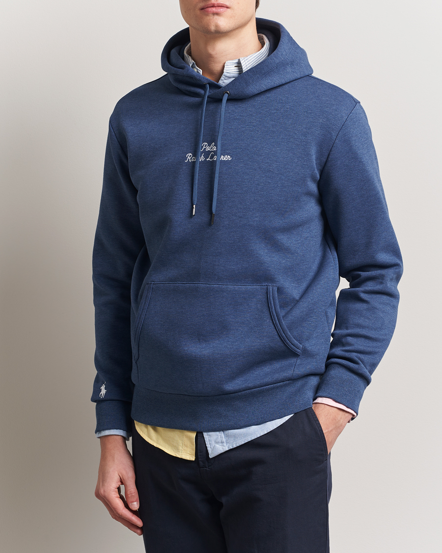 Men | Sweaters & Knitwear | Polo Ralph Lauren | Center Logo Hoodie Derby Blue Heather