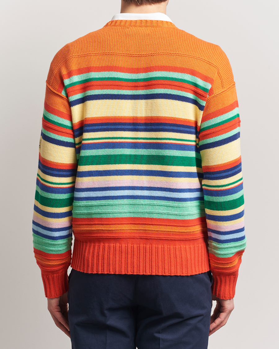 Men | Sweaters & Knitwear | Polo Ralph Lauren | Cotton/Linen Stripe Sweater Orange Combo