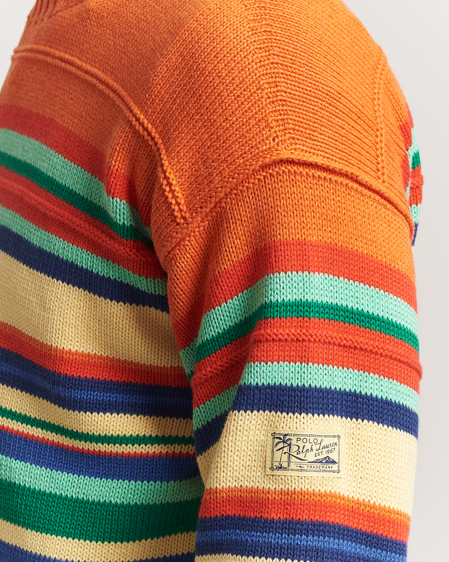 Men | Sweaters & Knitwear | Polo Ralph Lauren | Cotton/Linen Stripe Sweater Orange Combo