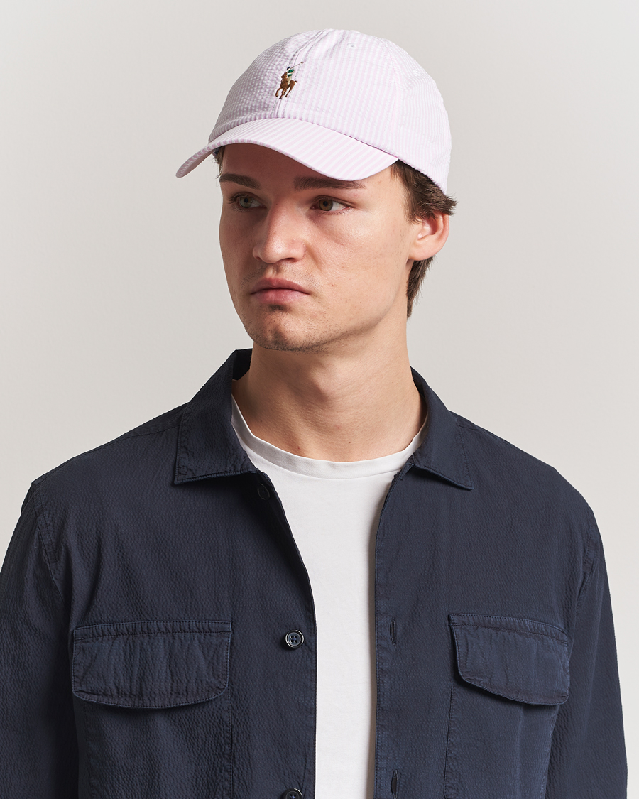 Men | Hats & Caps | Polo Ralph Lauren | Seersucker Cap Carmel Pink
