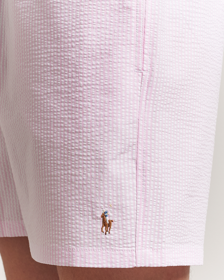 Men | Swimwear | Polo Ralph Lauren | Recycled Traveler Seersucker Swimshorts Carmel Pink