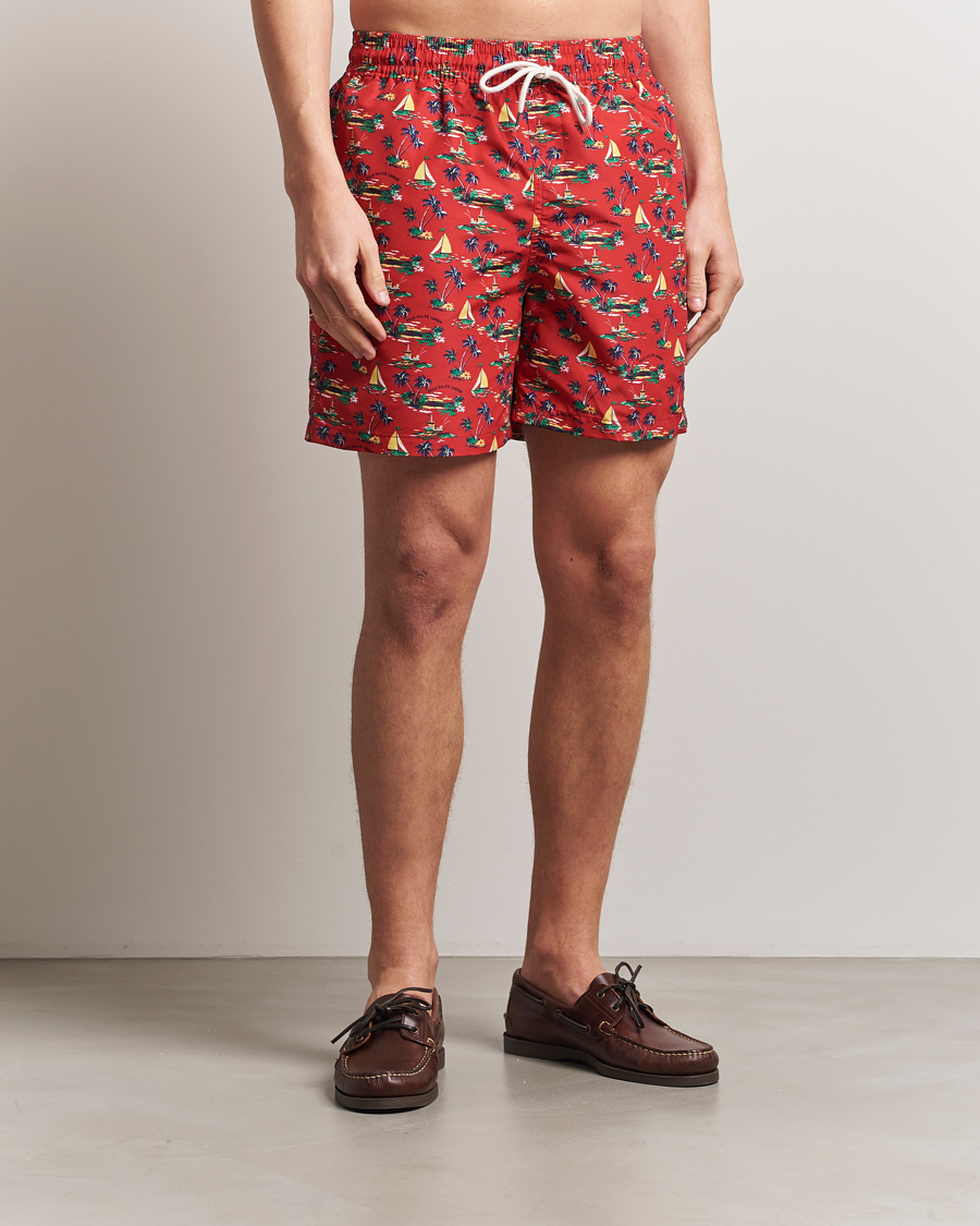 Men | Swimwear | Polo Ralph Lauren | Traveler Recycled Swimshorts Island Scenic Red
