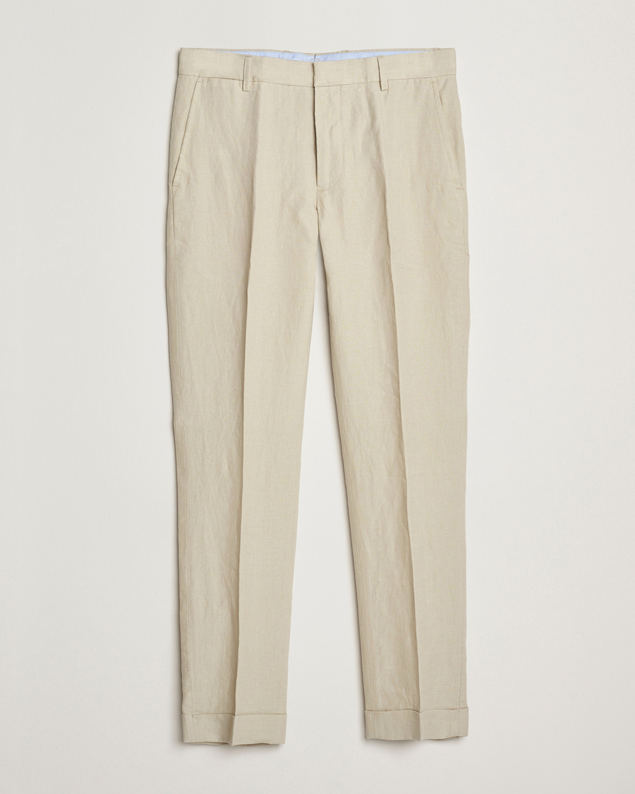 Men | Trousers | Polo Ralph Lauren | Linen Pleated Trousers Spring Beige