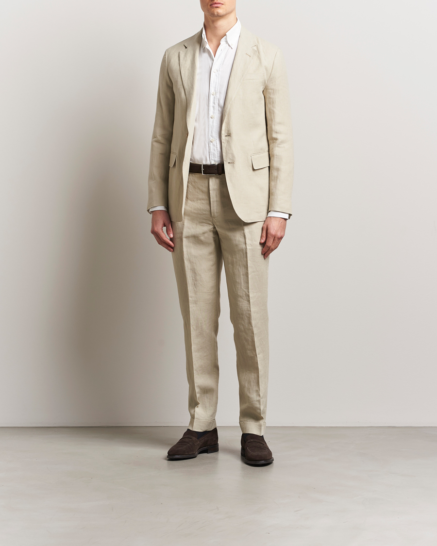 Men | Trousers | Polo Ralph Lauren | Linen Pleated Trousers Spring Beige