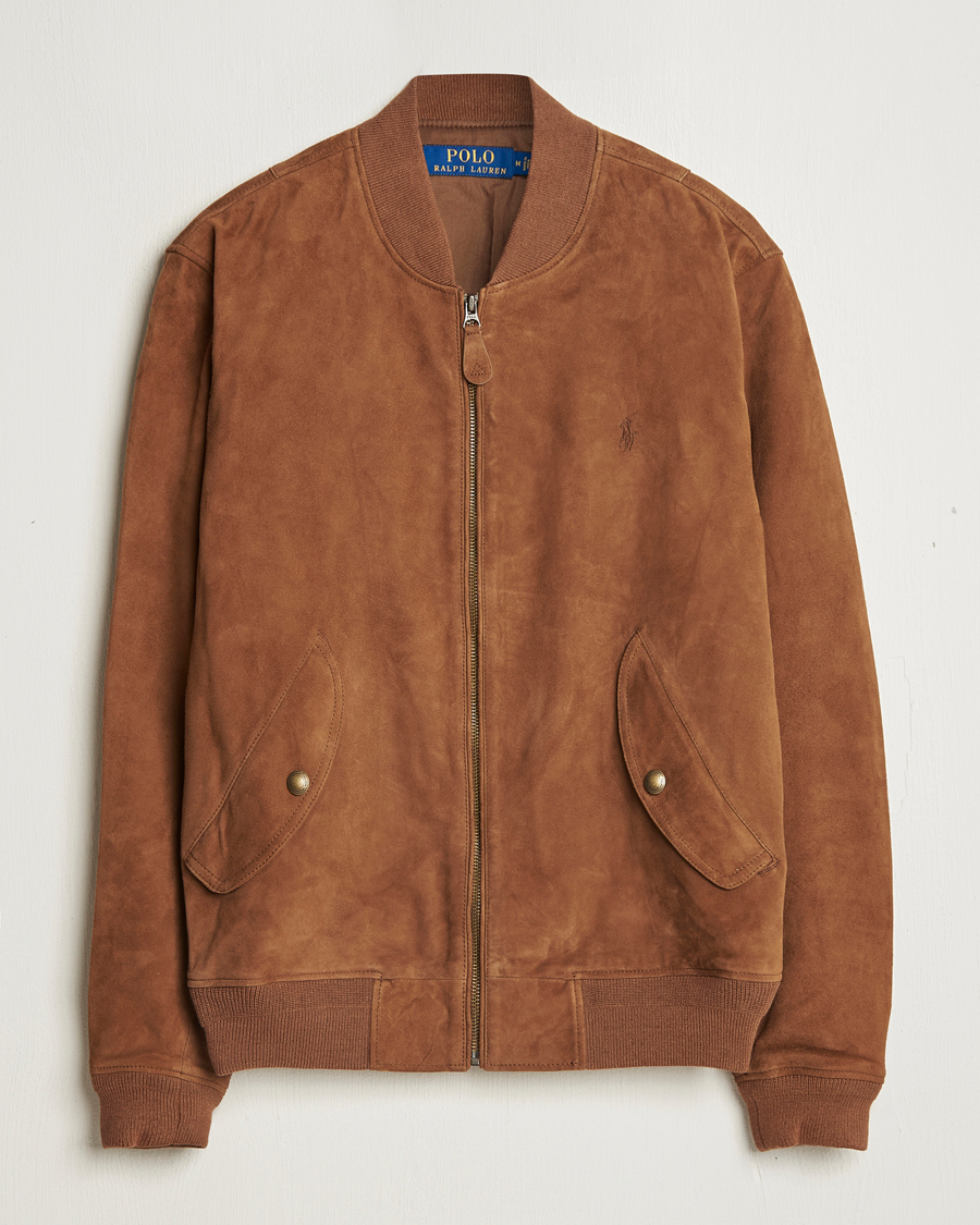Men | Coats & Jackets | Polo Ralph Lauren | Bomber Jacket Suede Country Brown