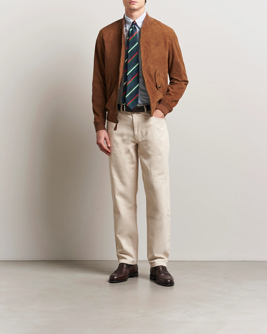 Men | Coats & Jackets | Polo Ralph Lauren | Flight Suede Bomber Jacket Country Brown