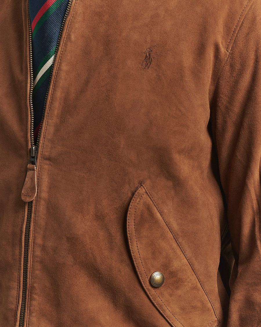 Men | Coats & Jackets | Polo Ralph Lauren | Bomber Jacket Suede Country Brown