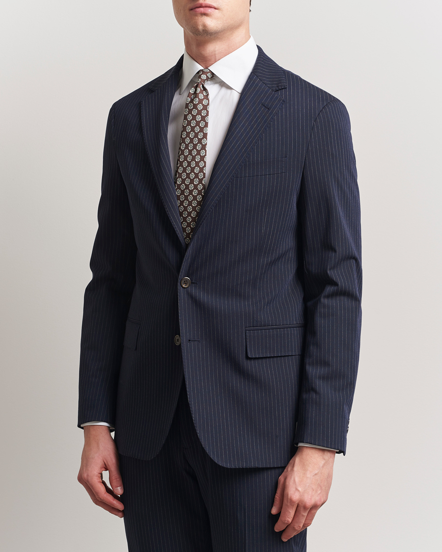 Men | Blazers | Polo Ralph Lauren | Twill Pinstriped Suit Jacket Navy/Grey