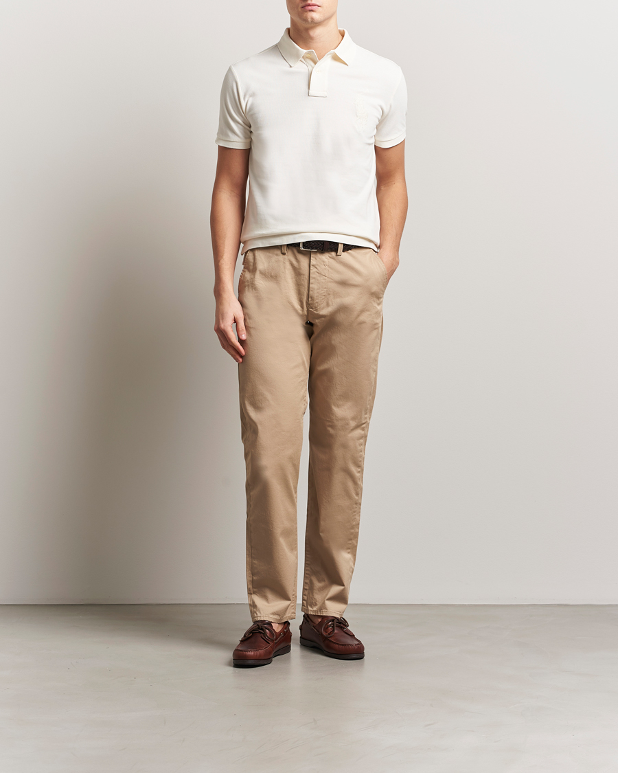 Men | Polo Shirts | Polo Ralph Lauren | Custom Slim Fit Mesh Polo Clubhouse Cream