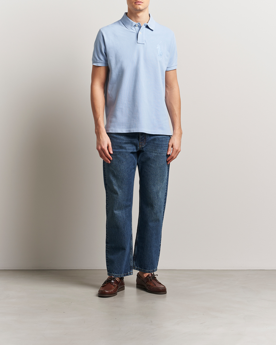 Men | Polo Shirts | Polo Ralph Lauren | Custom Slim Fit Mesh Polo Chambray Blue