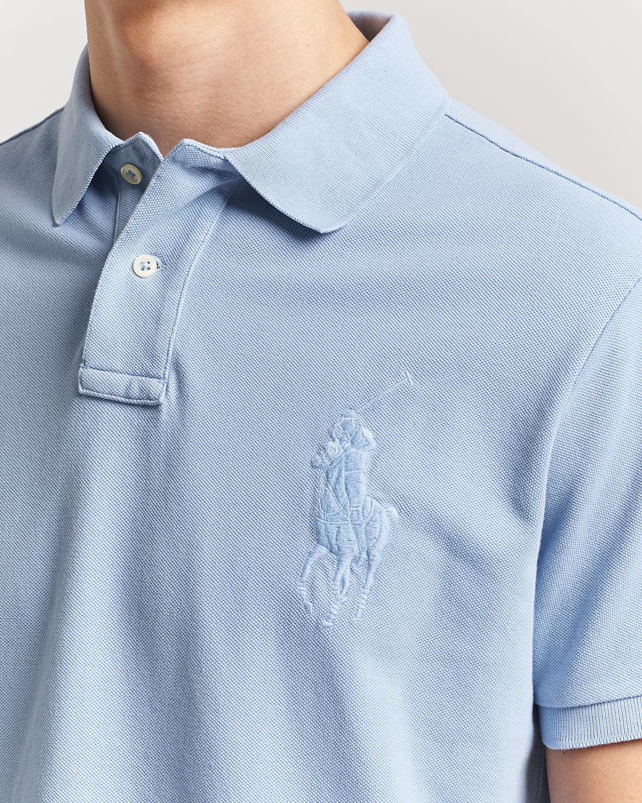 Men | Polo Shirts | Polo Ralph Lauren | Custom Slim Fit Mesh Polo Chambray Blue