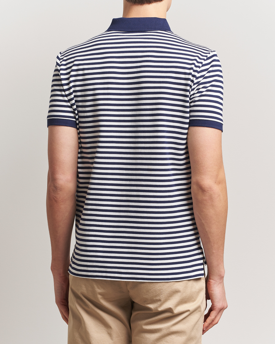 Men | Polo Shirts | Polo Ralph Lauren | Custom Slim Fit Striped Polo Deckwash White/Navy