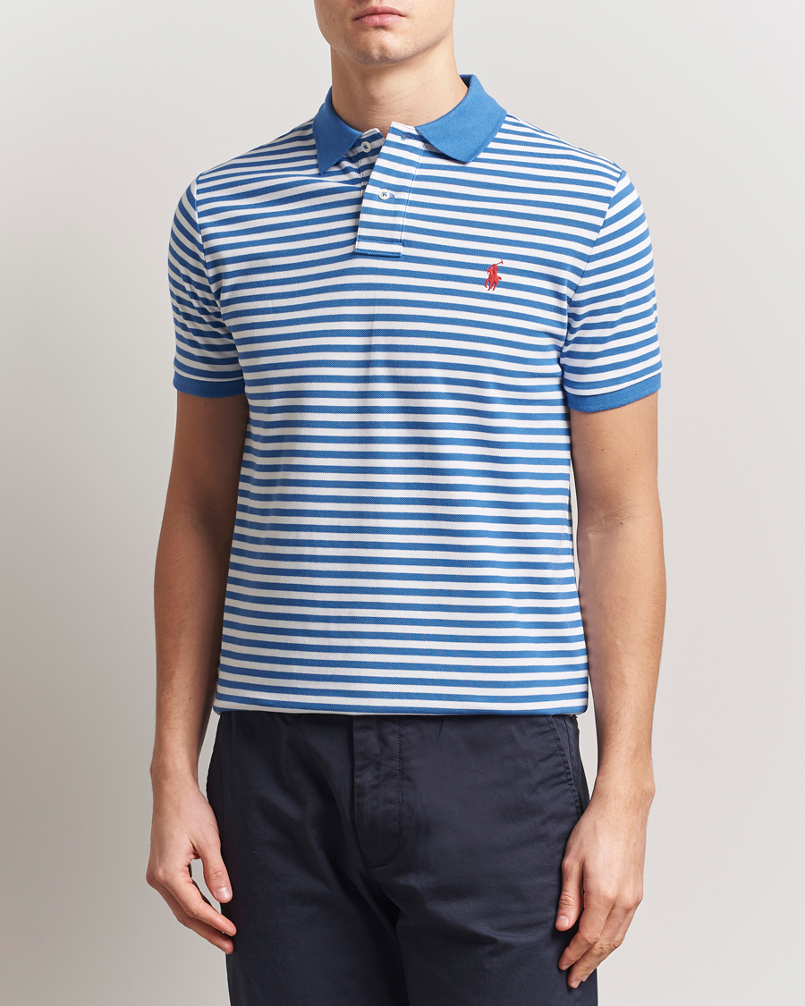 Men | Polo Shirts | Polo Ralph Lauren | Custom Slim Fit Striped Polo Embayment Blue/White