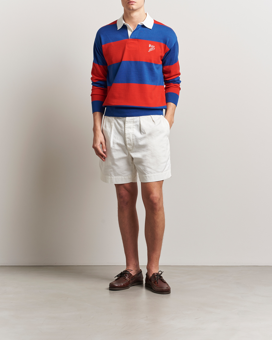 Men | Shorts | Polo Ralph Lauren | Rustic Twill Pleated Shorts Deckwash White