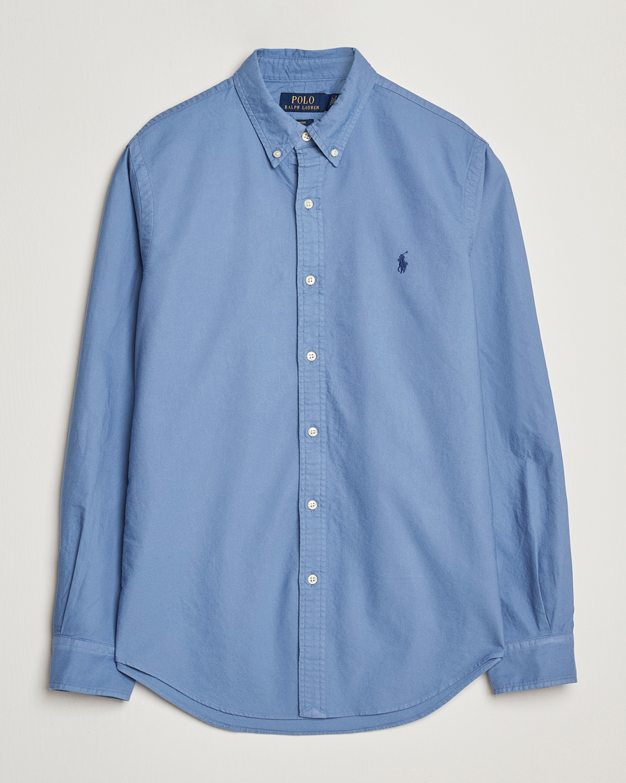 Men | Shirts | Polo Ralph Lauren | Slim Fit Garment Dyed Oxford Shirt Bastille Blue