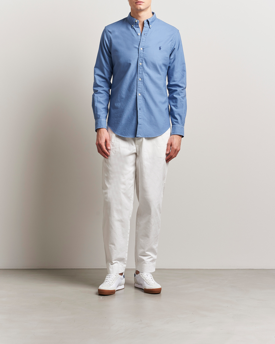 Men | Shirts | Polo Ralph Lauren | Slim Fit Garment Dyed Oxford Shirt Bastille Blue