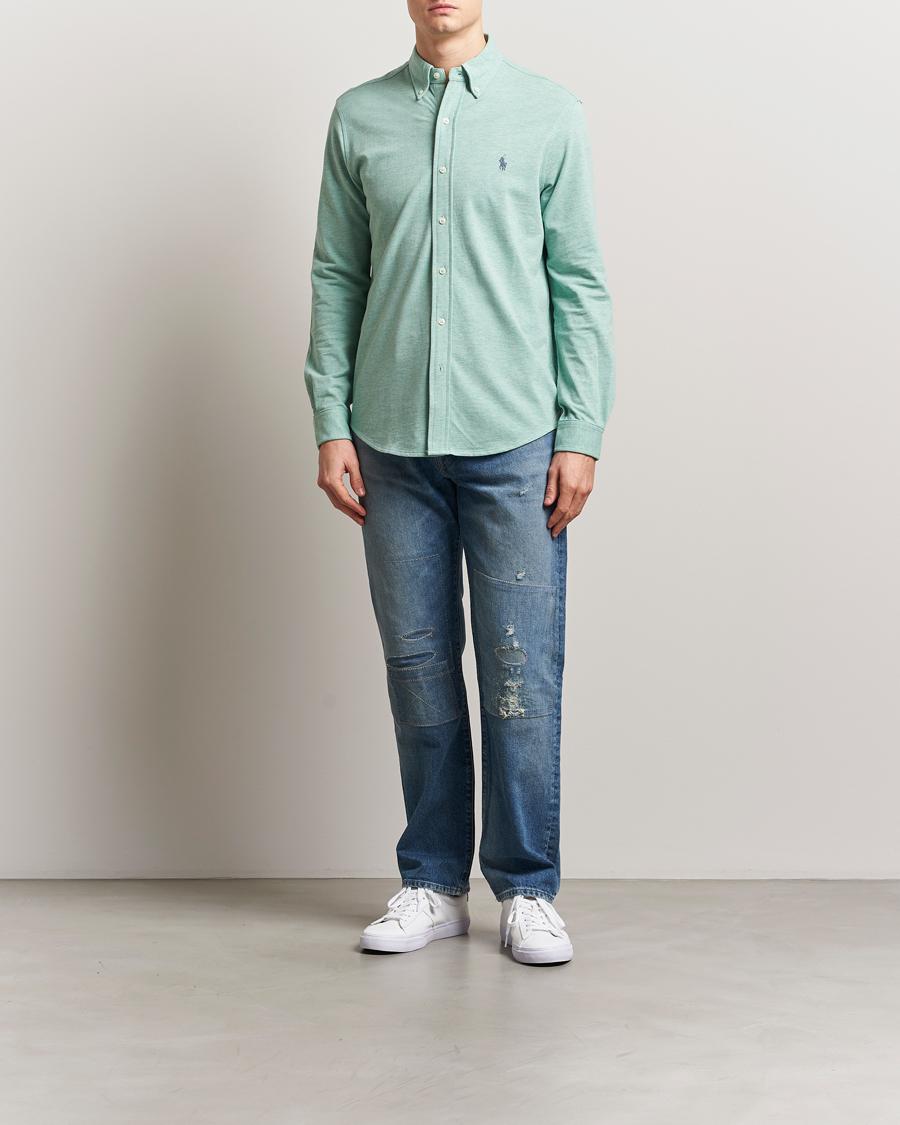 Men | Shirts | Polo Ralph Lauren | Featherweight Mesh Shirt Celadon Heather