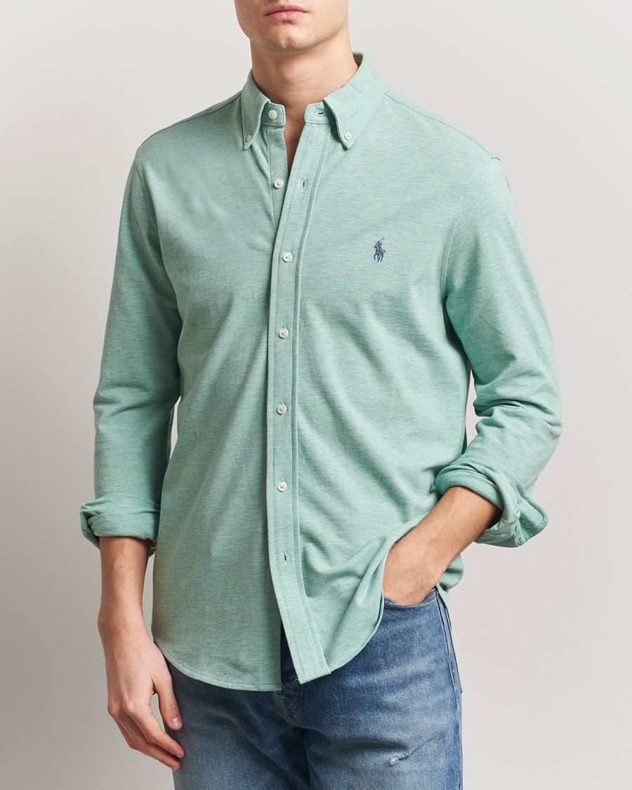 Men | Shirts | Polo Ralph Lauren | Featherweight Mesh Shirt Celadon Heather