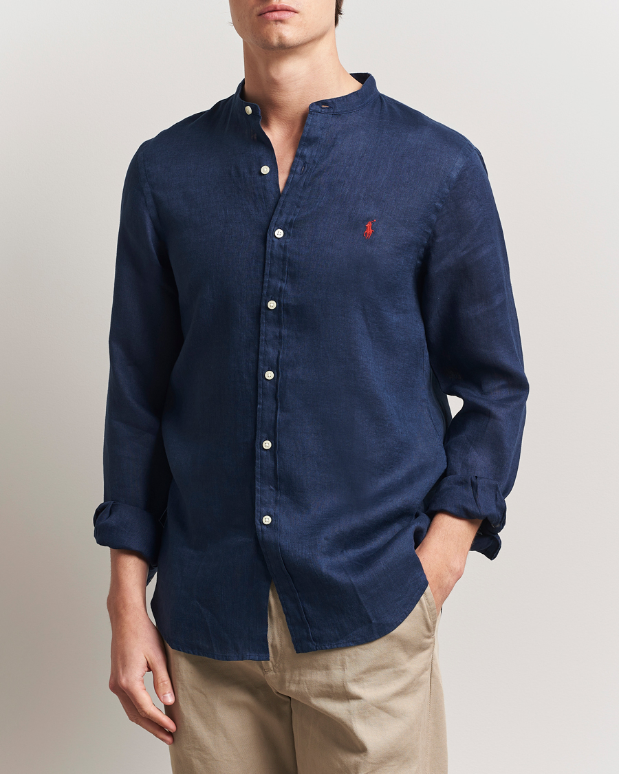 Men | Shirts | Polo Ralph Lauren | Slim Fit Linen Shirt Newport Navy