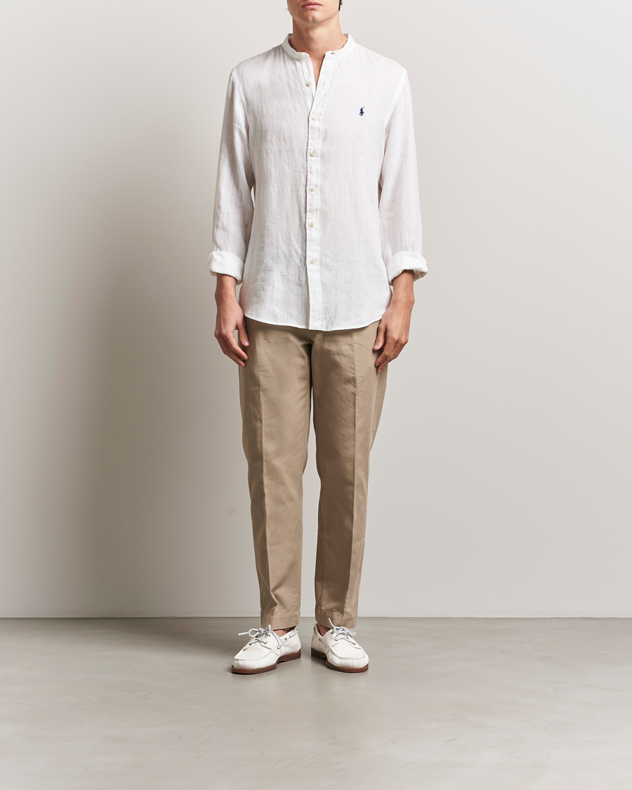 Men | Shirts | Polo Ralph Lauren | Slim Fit Linen Shirt Ceramic White