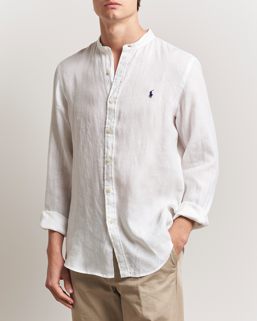 Men | Shirts | Polo Ralph Lauren | Slim Fit Linen Shirt Ceramic White