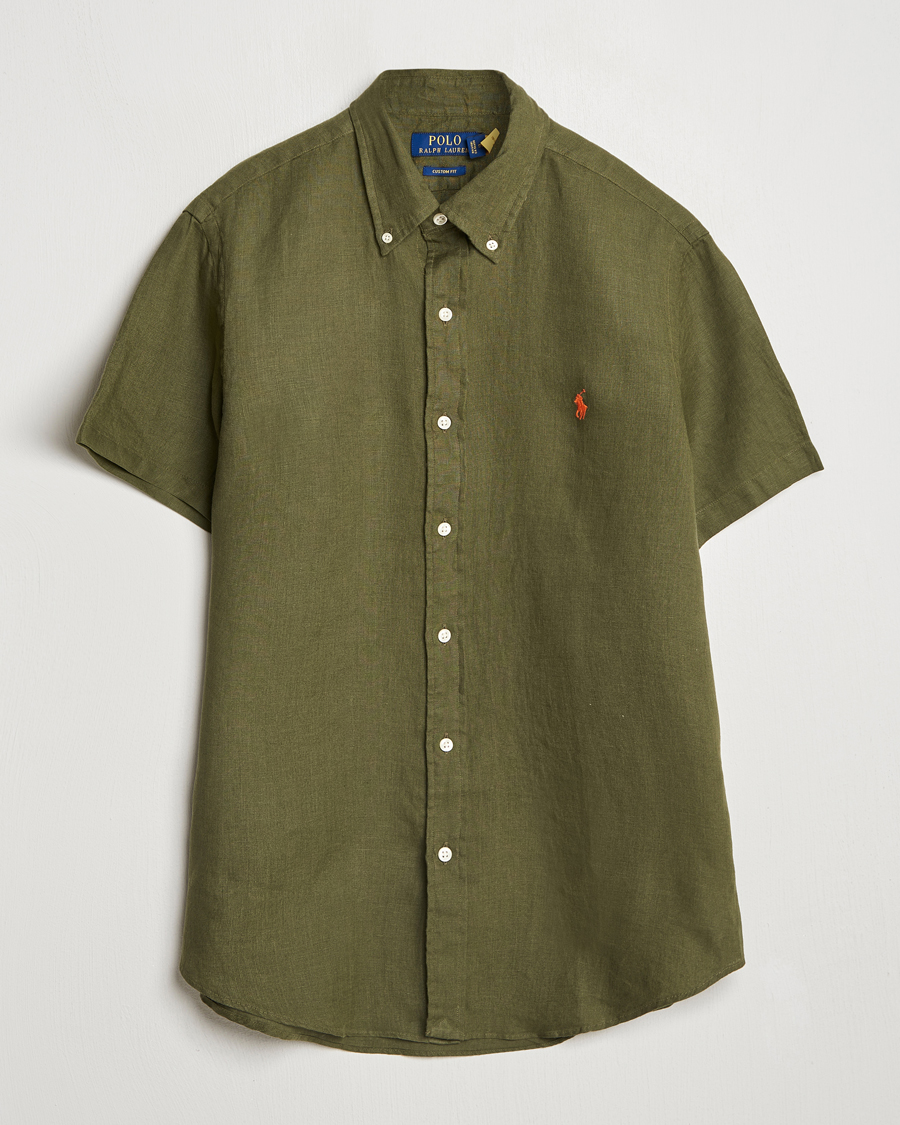 Men | Shirts | Polo Ralph Lauren | Short Sleeve Linen Shirt New Olive