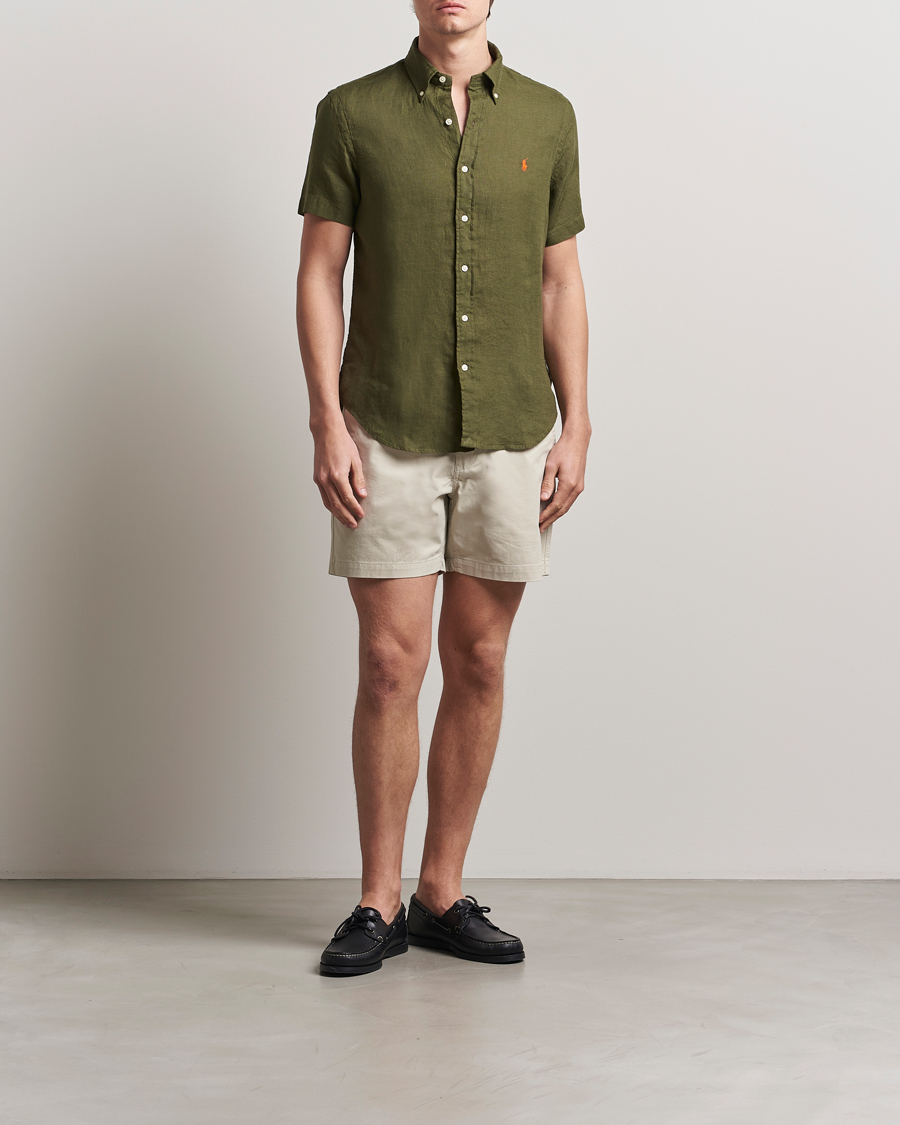 Men | Shirts | Polo Ralph Lauren | Short Sleeve Linen Shirt New Olive