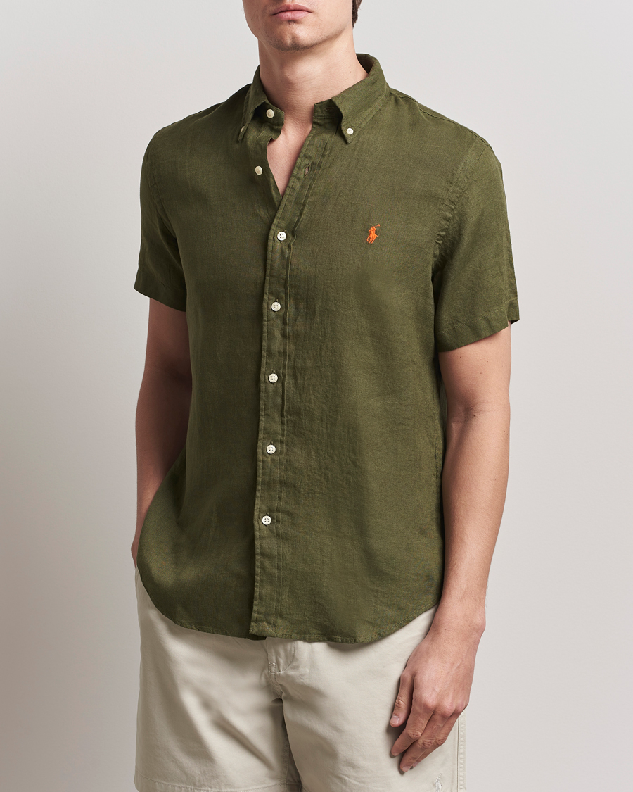 Men | Shirts | Polo Ralph Lauren | Short Sleeve Linen Shirt New Olive