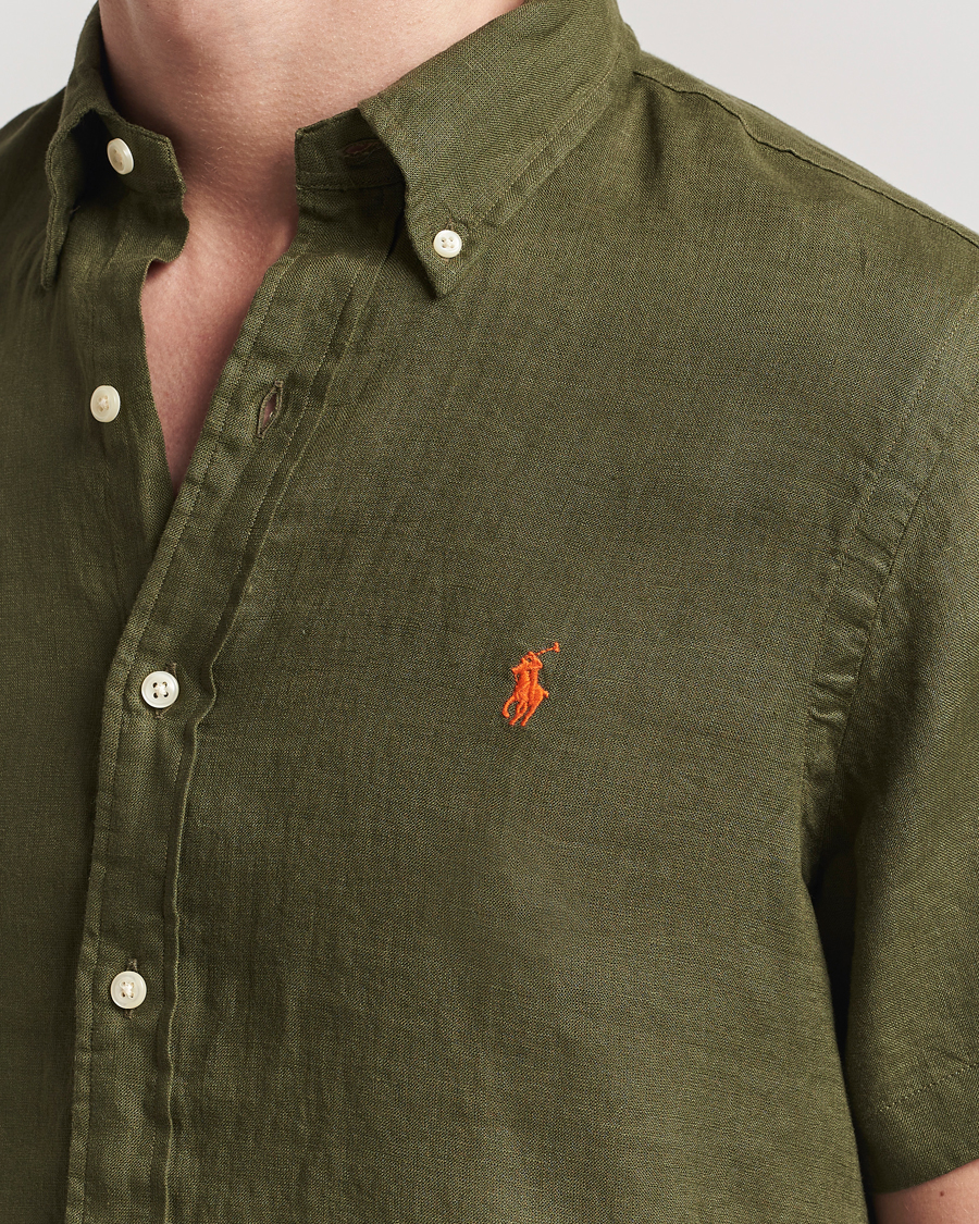 Men | Shirts | Polo Ralph Lauren | Short Sleeve Linen Shirt New Olive