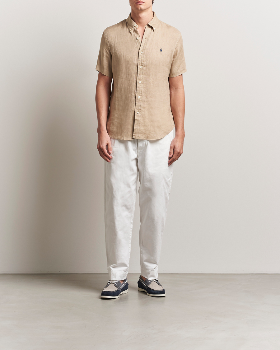 Men | Shirts | Polo Ralph Lauren | Short Sleeve Linen Shirt Coastal Beige