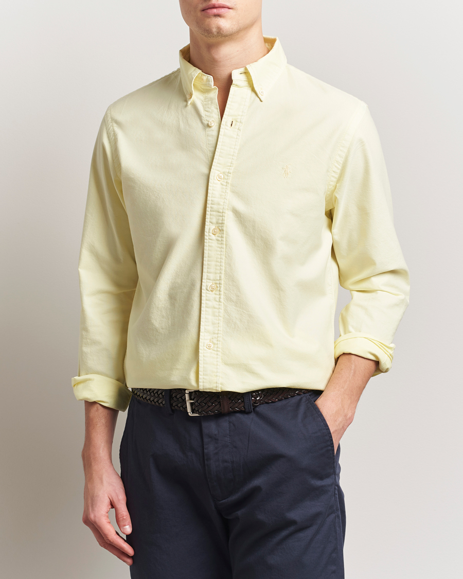 Men | Shirts | Polo Ralph Lauren | Custom Fit Dyed Oxford Shirt Lime