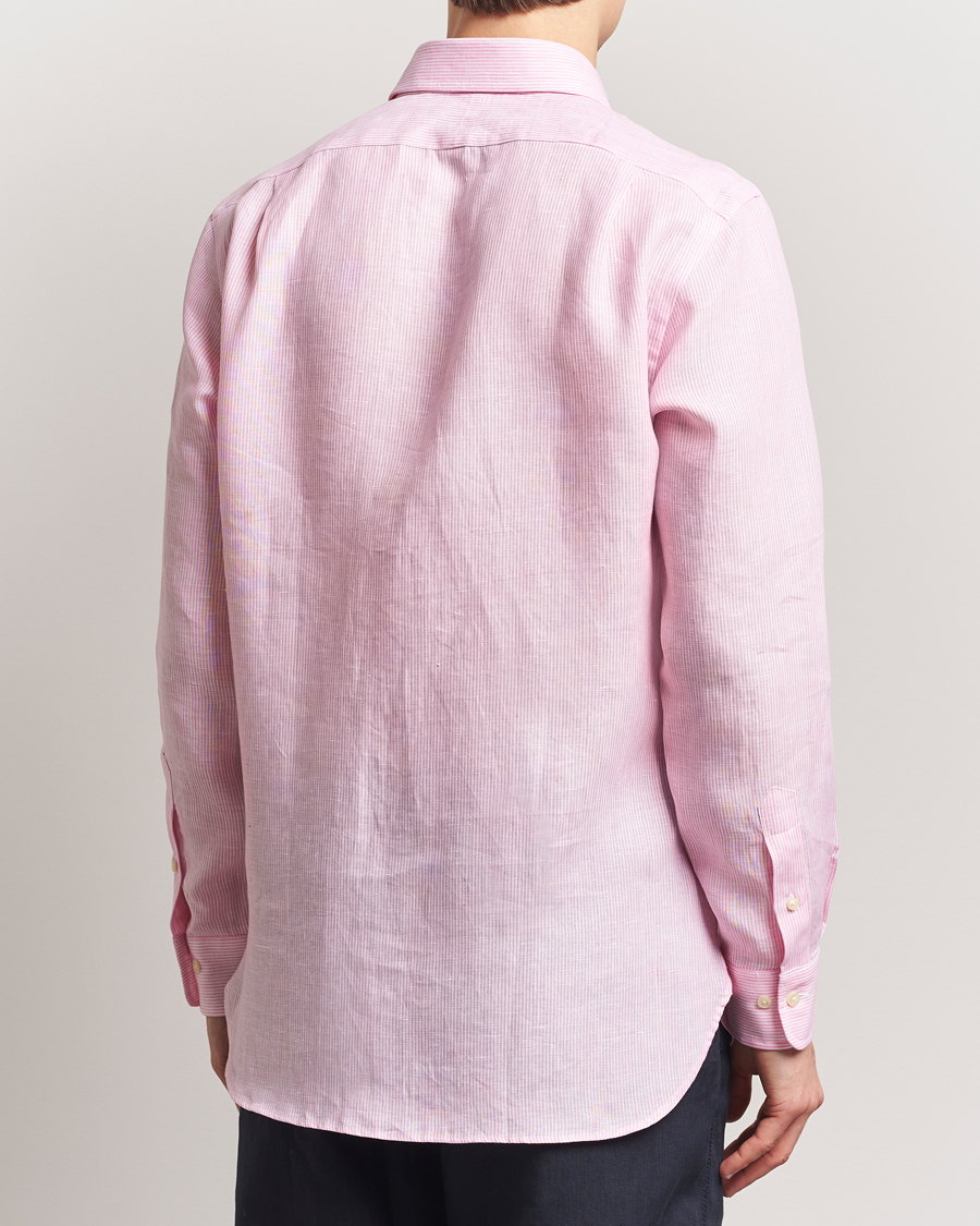 Men | Shirts | Polo Ralph Lauren | Custom Fit Dressed Striped Linen Shirt Pink/White